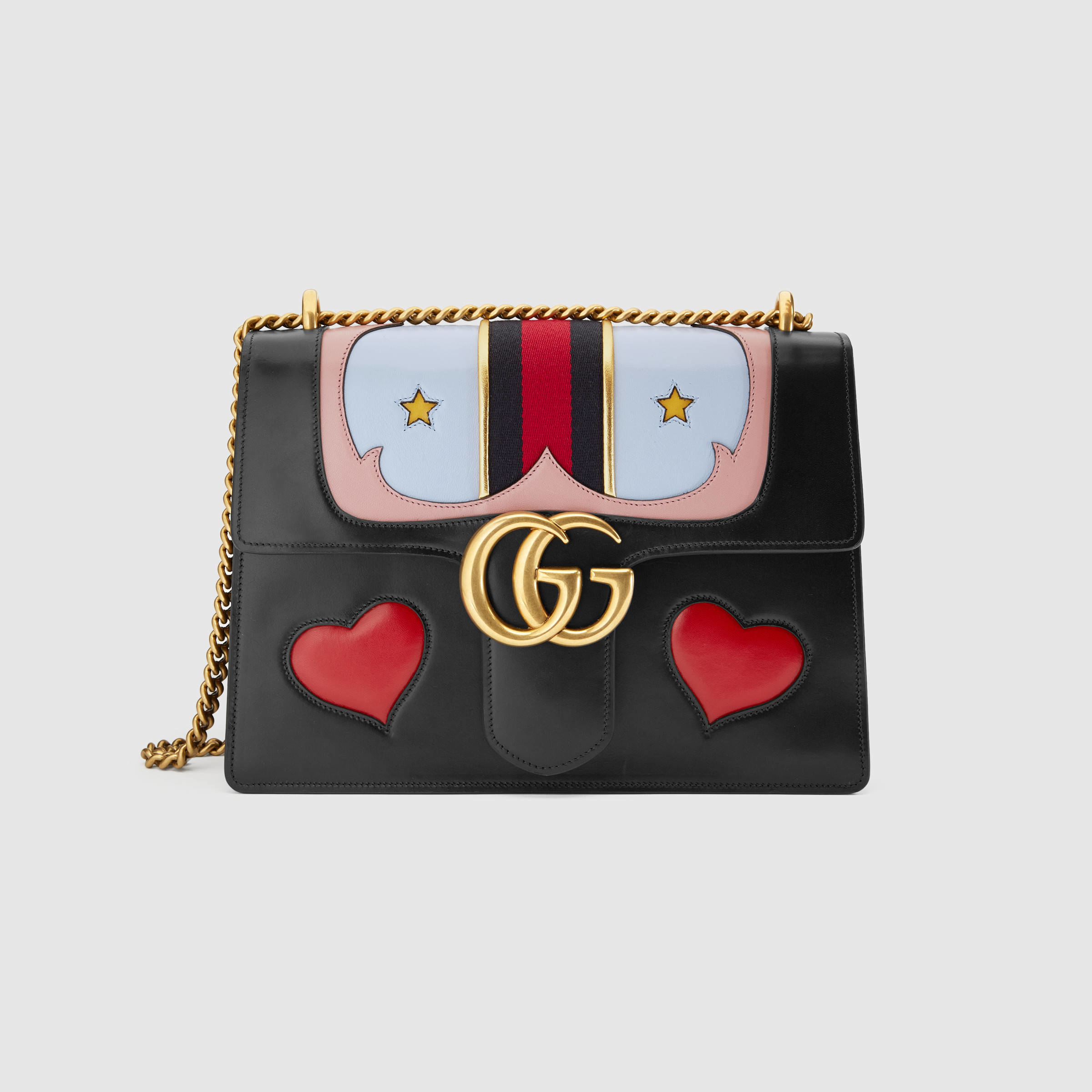 Gg Marmont Medium Web Heart Shoulder Bag